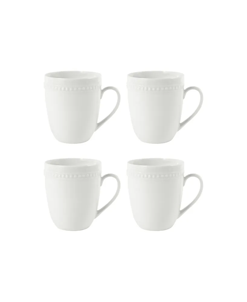 Fitz and Floyd Everyday Whiteware Beaded Mug 4 Piece Set