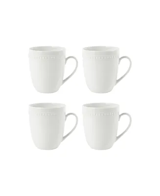 Fitz and Floyd Everyday Whiteware Beaded Mug 4 Piece Set