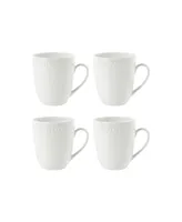 Fitz and Floyd Everyday Whiteware Beaded Mug 4 Piece Set