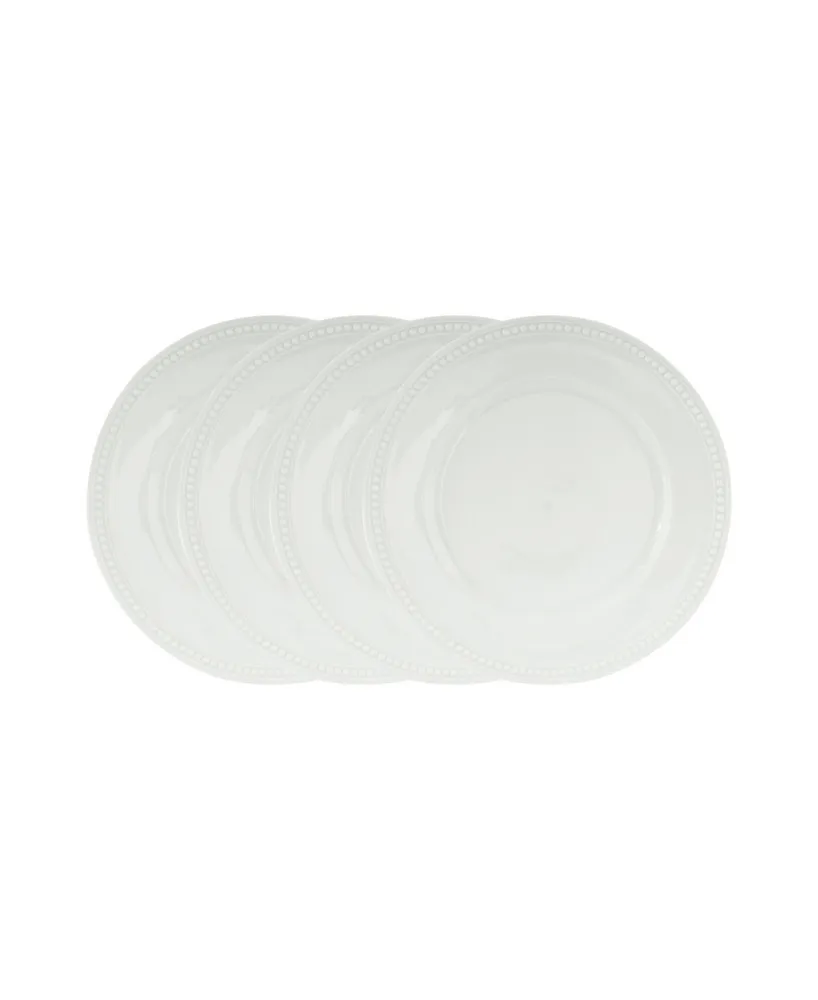 Fitz and Floyd Everyday Whiteware Beaded Dinner Plate 4 Piece Set