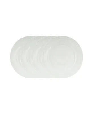 Fitz and Floyd Everyday Whiteware Beaded Dinner Plate 4 Piece Set