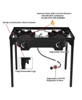 Costway Double Burner Gas Propane Cooker Outdoor Camping Picnic Bbq Grill