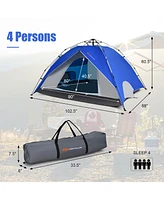 Costway 4 Person Instant Pop-up Camping Tent 2-in-1 Double-Layer Waterproof Tent