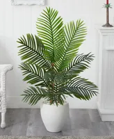 Nearly Natural 4.5' Paradise Palm Artificial Tree in White Planter