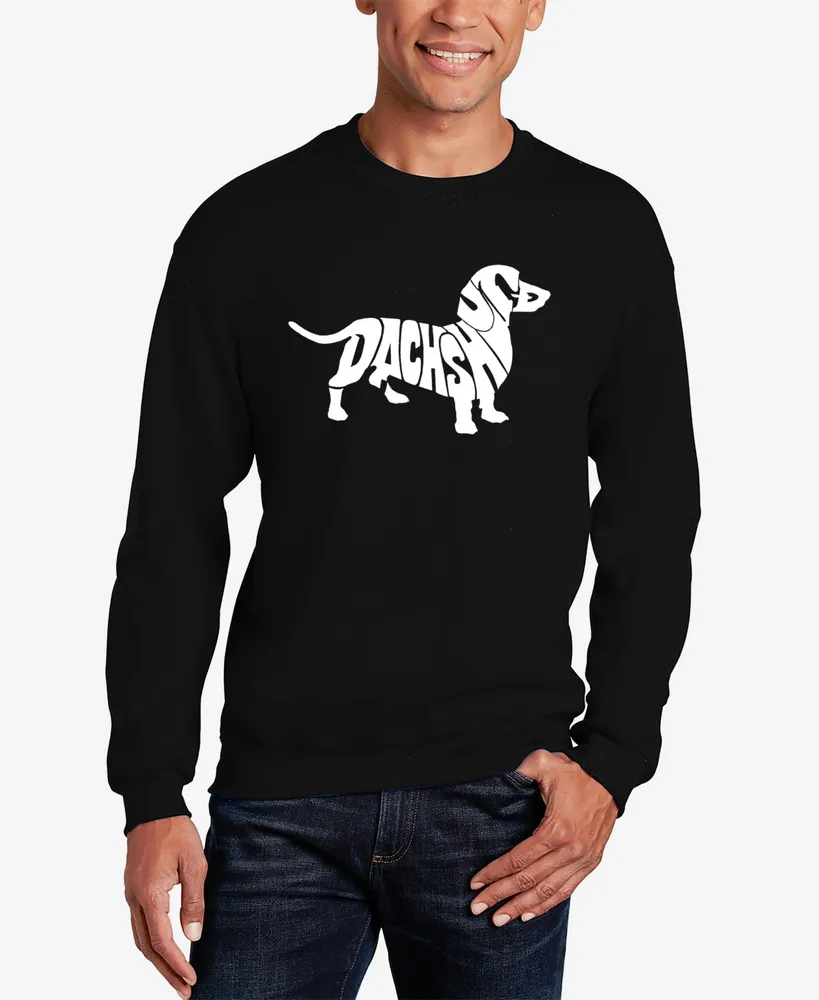 La Pop Art Men's Word Crewneck Dachshund Sweatshirt