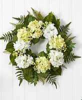 Nearly Natural 24" Light Green & White Hydrangea Berry Wreath