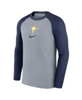 Men's Nike Gray Tampa Bay Rays Authentic Collection Game Raglan Performance Long Sleeve T-shirt