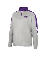 Men's Colosseum Gray, Purple Kansas State Wildcats Bushwood Fleece Quarter-Zip Jacket