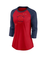 Women's Nike Red, Navy Boston Red Sox Next Up Tri-Blend Raglan 3/4-Sleeve T-shirt