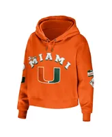 Women's Wear by Erin Andrews Orange Miami Hurricanes Mixed Media Cropped Pullover Hoodie