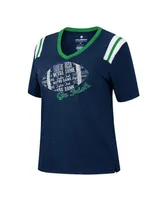 Women's Colosseum Heathered Navy Notre Dame Fighting Irish 15 Min Early Football V-Neck T-shirt