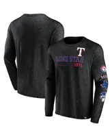 Men's Fanatics Black Texas Rangers High Whip Pitcher Long Sleeve T-shirt