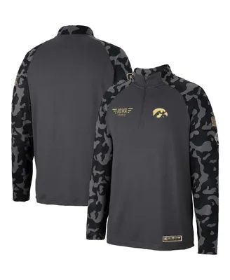 Men's Colosseum Charcoal Iowa Hawkeyes Oht Military-Inspired Appreciation Long Range Raglan Quarter-Zip Jacket