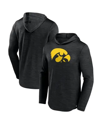 Men's Fanatics Heather Black Iowa Hawkeyes Transitional Hoodie T-shirt