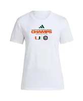 Women's adidas White Miami Hurricanes 2023 Ncaa Men's Basketball Tournament March Madness Final Four Regional Champions Fresh T-shirt