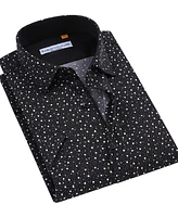 Suslo Couture Men's Slim-Fit Geo-Print Performance Shirt