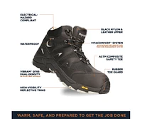 RefrigiWear Men's Crossover Hiker Boot Waterproof Work Boots, Lightweight & Slip-Resistant, Freezing Temps Comfort