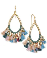 Style & Co Mixed Bead & Tassel Open Pear-Shape Drop Earrings, Created for Macy's