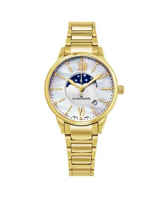 Alexander Women's Vassilis Gold-Tone|Yellow|Gold-Tone Stainless Steel , Mother of Pearl Dial , 35mm Round Watch - Gold-tone|yellow|gold