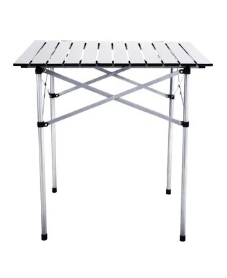 Costway Roll Up Portable Folding Camping Square Aluminum Picnic Table