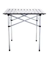 Costway Roll Up Portable Folding Camping Square Aluminum Picnic Table
