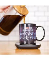 Uncanny Brands Marvel Black Panther "Wakanda Forever" Mug Warmer with Mug – Keeps Your Favorite Beverage Warm - Auto Shut On/Off