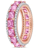 Pink Sapphire (5-5/8 ct. t.w.) & Diamond (5/8 ct. t.w.) Eternity Band in 14k Rose Gold