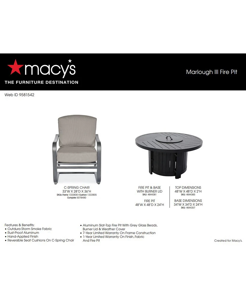 Closeout! Marlough Ii Round Fire Pit, Created for Macy's