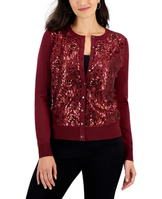 Jm Collection Women's Scoop-Neck 3/4-Sleeve Sequin Tunic, Created for  Macy's