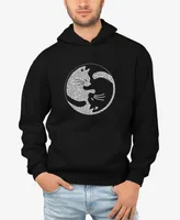 La Pop Art Men's Yin Yang Cat Word Long Sleeve Hooded Sweatshirt