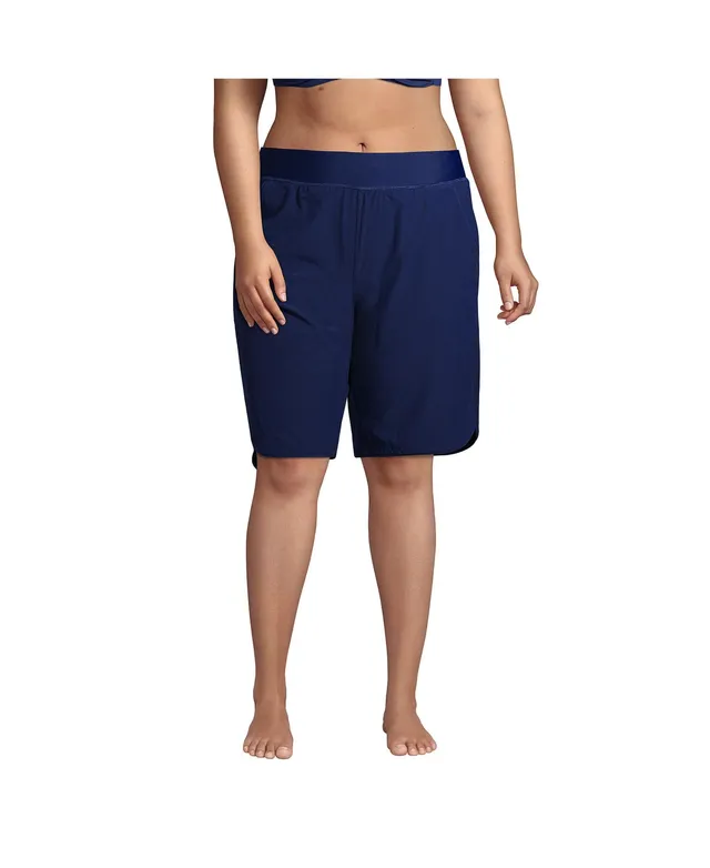 Lands' End Plus 5 Quick Dry Elastic Waist Board Shorts Swim Cover