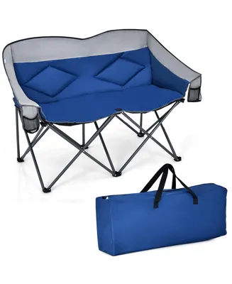 Costway Folding Camping Chair Loveseat Double Seat