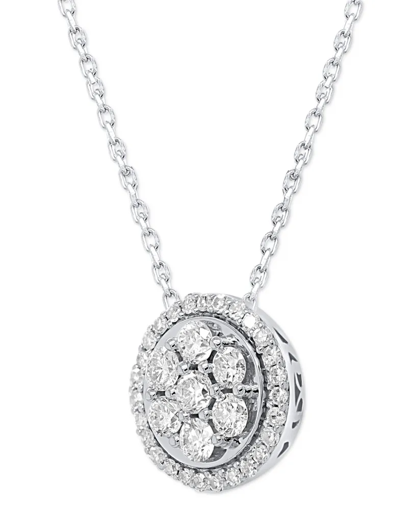 Forever Grown Diamonds Lab-Created Diamond Halo Cluster 18" Pendant Necklace (1/2 ct. t.w.) in Sterling Silver