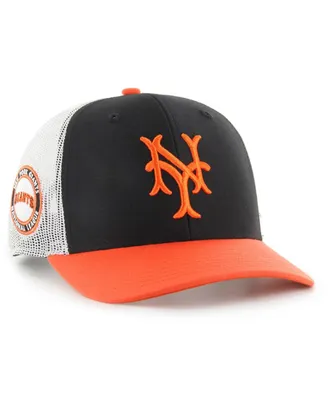Men's '47 Brand Black, Orange Ny Giants Sidenote Trucker Snapback Hat