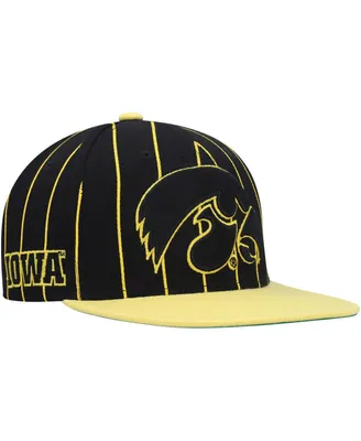 Men's Mitchell & Ness Black Iowa Hawkeyes Team Pinstripe Snapback Hat