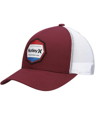 Men's Hurley Burgundy, White Pacific Patch Trucker Snapback Hat