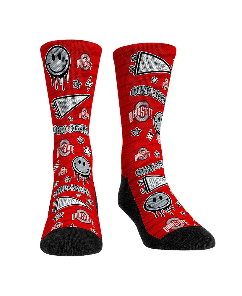 Men's and Women's Rock 'Em Socks Ohio State Buckeyes Smiley Stickers Crew Socks