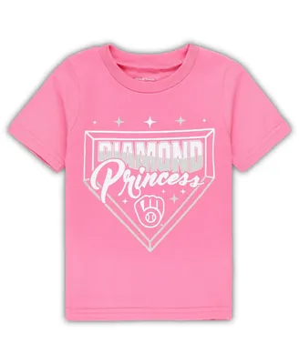 Toddler Girls Pink Milwaukee Brewers Diamond Princess T-shirt