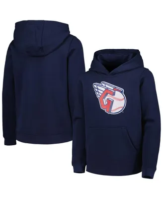 Big Boys and Girls Navy Cleveland Guardians Team Primary Logo Pullover Hoodie
