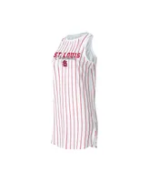 Women's Concepts Sport White St. Louis Cardinals Reel Pinstripe Knit Sleeveless Nightshirt