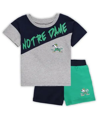 Toddler Boys and Girls Heather Gray Notre Dame Fighting Irish Super Star T-shirt Shorts Set