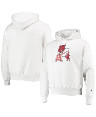 Men's Champion Heathered Gray Arkansas Razorbacks Team Vault Logo Reverse Weave Pullover Hoodie