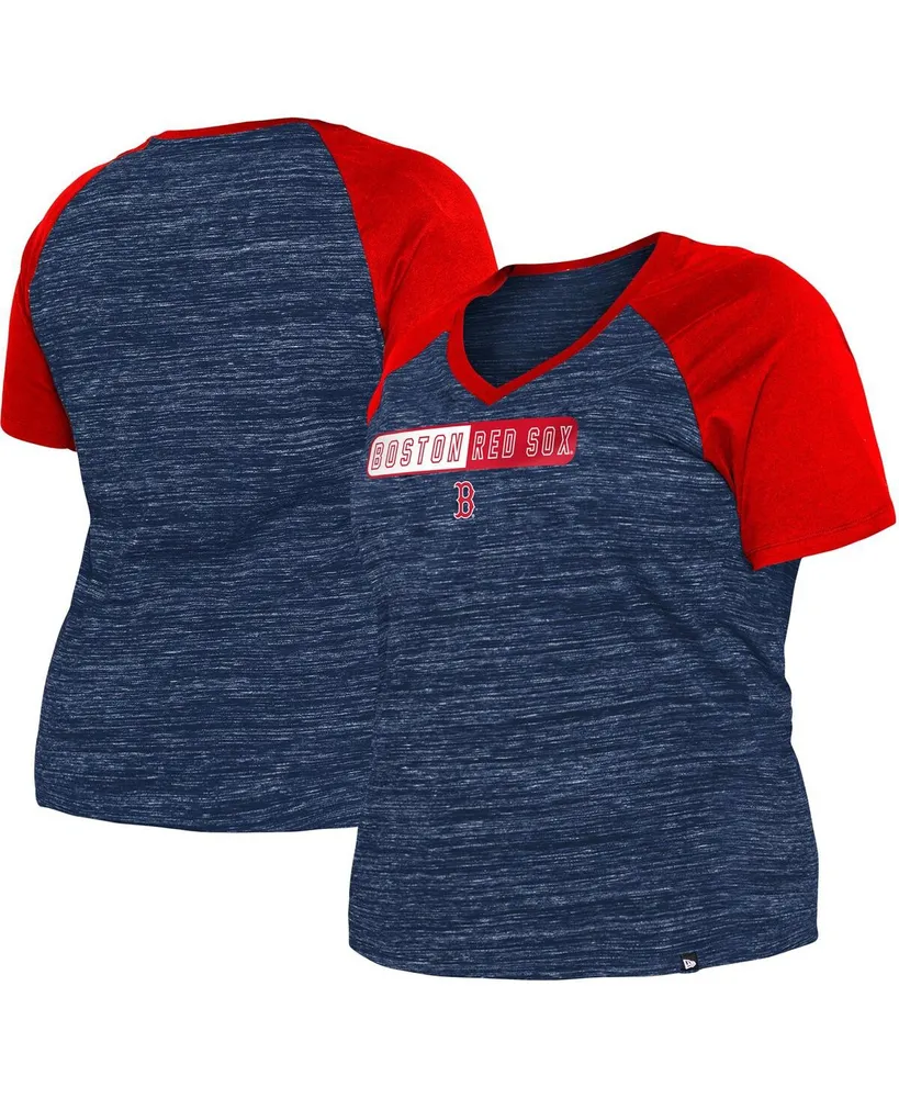 Women's New Era Navy Boston Red Sox Plus Space Dye Raglan V-Neck T-shirt