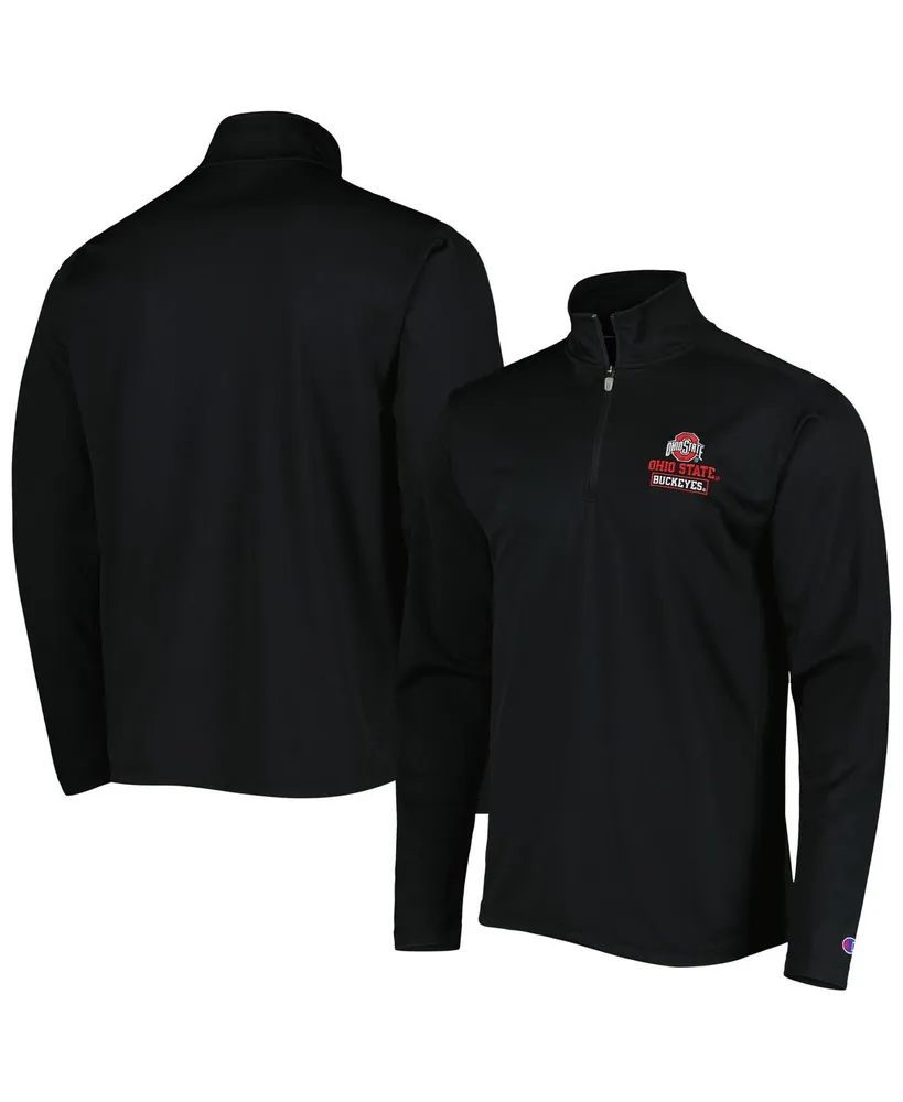 Men's Champion Black Ohio State Buckeyes Textured Quarter-Zip Jacket