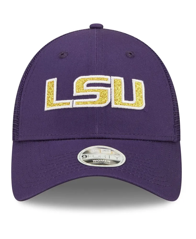 Women's New Era Purple Lsu Tigers 9FORTY Logo Spark Trucker Snapback Hat