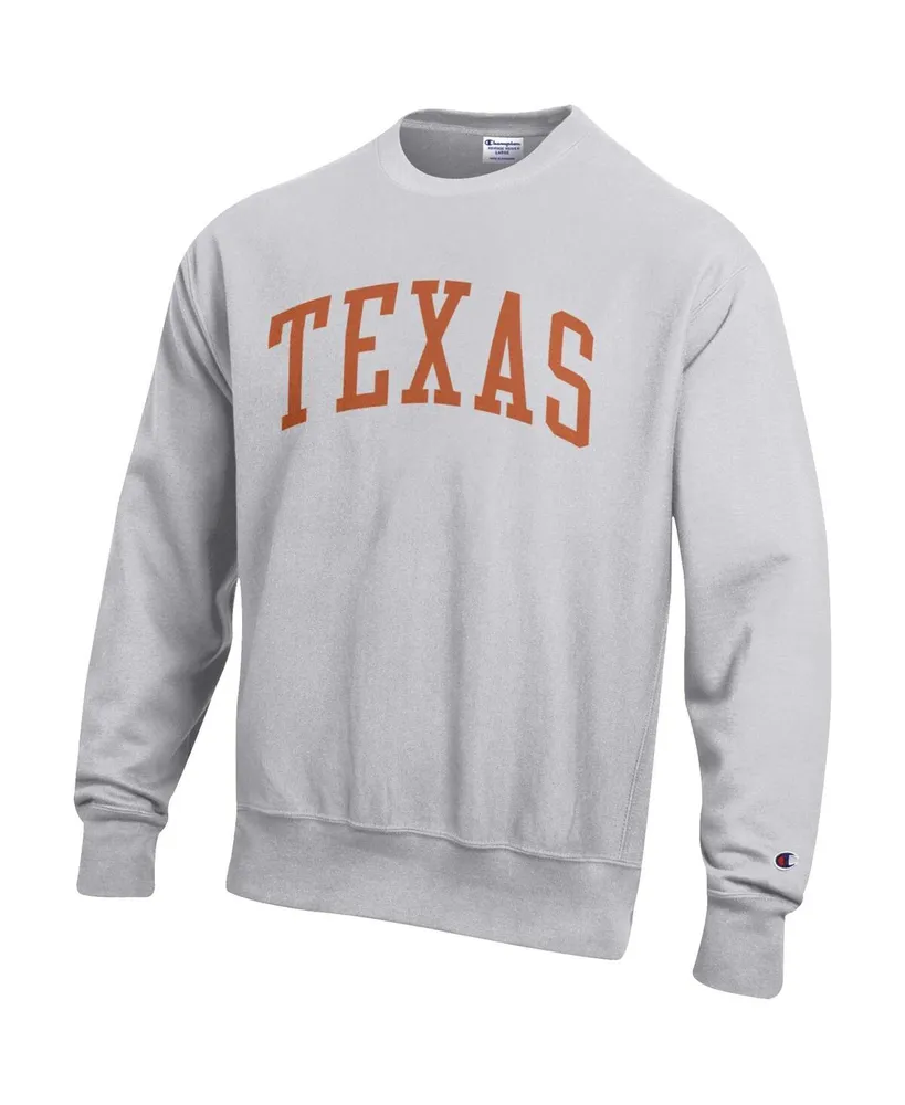 Men's Champion Heathered Gray Texas Longhorns Arch Reverse Weave Pullover Sweatshirt