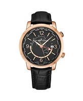 Alexander Men's Journeyman 2 Black Leather , Black Dial , 40mm Round Watch