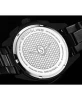 Stuhrling Men's Monaco Black Stainless Steel, Black Dial, 47mm Round Watch