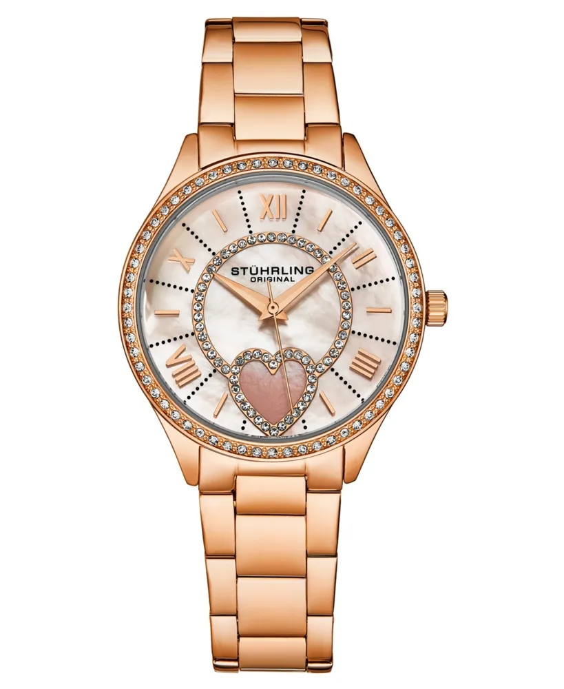 Stuhrling Women's Symphony Rose-Gold Stainless Steel, Rose-Gold Dial, 45mm Round Watch - Rose