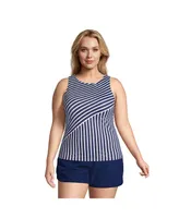 Lands' End Plus Mastectomy High Neck Upf 50 Modest Tankini Swimsuit Top